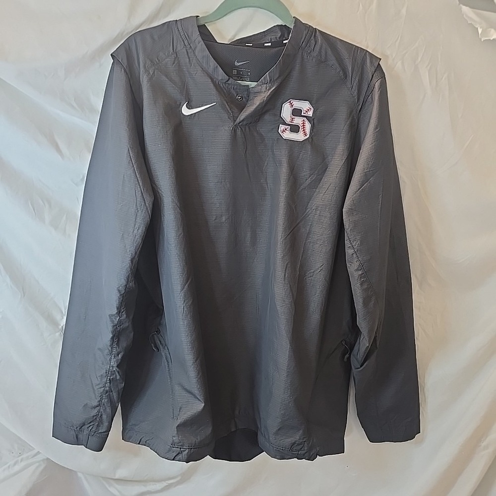 Nike Pullover Windbreaker Lightweight Jacket Has "S" W/baseball Patch Sz‎ L Gray